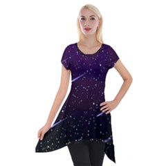 Starry Night Sky Meteor Stock Vectors Clipart Illustrations Short Sleeve Side Drop Tunic