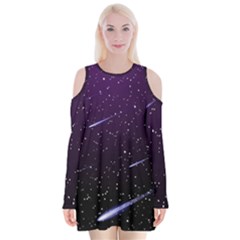 Starry Night Sky Meteor Stock Vectors Clipart Illustrations Velvet Long Sleeve Shoulder Cutout Dress