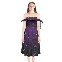 Starry Night Sky Meteor Stock Vectors Clipart Illustrations Shoulder Tie Bardot Midi Dress