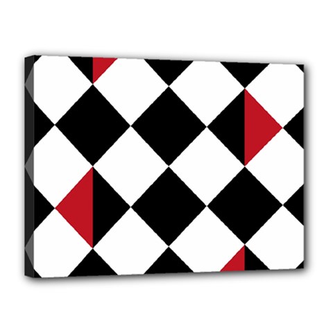 Survace Floor Plaid Bleck Red White Canvas 16  X 12  by Mariart