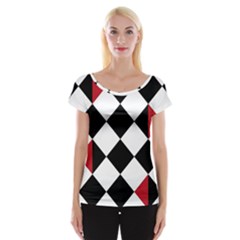 Survace Floor Plaid Bleck Red White Women s Cap Sleeve Top by Mariart