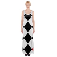 Survace Floor Plaid Bleck Red White Maxi Thigh Split Dress by Mariart