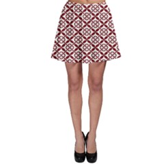 Pattern Kawung Star Line Plaid Flower Floral Red Skater Skirt