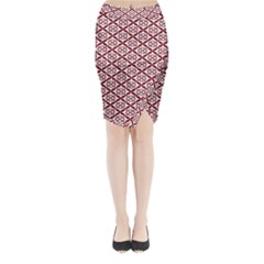 Pattern Kawung Star Line Plaid Flower Floral Red Midi Wrap Pencil Skirt