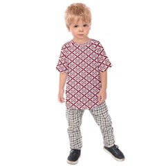 Pattern Kawung Star Line Plaid Flower Floral Red Kids  Raglan Tee