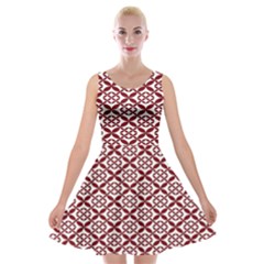 Pattern Kawung Star Line Plaid Flower Floral Red Velvet Skater Dress