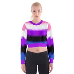 Sychnogender Techno Genderfluid Flags Wave Waves Chevron Cropped Sweatshirt