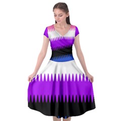 Sychnogender Techno Genderfluid Flags Wave Waves Chevron Cap Sleeve Wrap Front Dress
