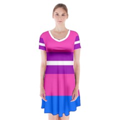 Transgender Flags Short Sleeve V-neck Flare Dress