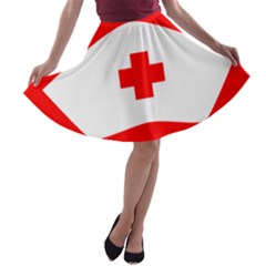 Tabla Laboral Sign Red White A-line Skater Skirt by Mariart