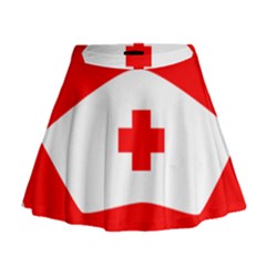 Tabla Laboral Sign Red White Mini Flare Skirt by Mariart