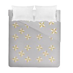 Syrface Flower Floral Gold White Space Star Duvet Cover Double Side (full/ Double Size) by Mariart