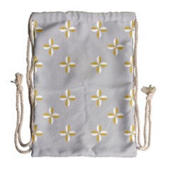 Syrface Flower Floral Gold White Space Star Drawstring Bag (large) by Mariart