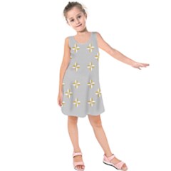 Syrface Flower Floral Gold White Space Star Kids  Sleeveless Dress by Mariart