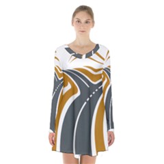 Transparent All Road Tours Bus Charter Street Long Sleeve Velvet V-neck Dress