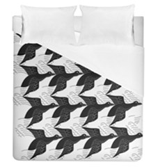 Swan Black Animals Fly Duvet Cover (queen Size) by Mariart
