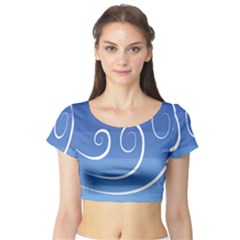 Ventigender Flags Wave Waves Chevron Leaf Blue White Short Sleeve Crop Top (tight Fit) by Mariart