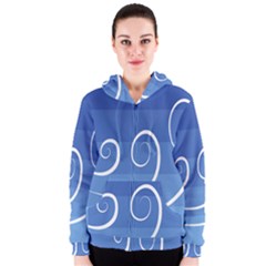 Ventigender Flags Wave Waves Chevron Leaf Blue White Women s Zipper Hoodie by Mariart