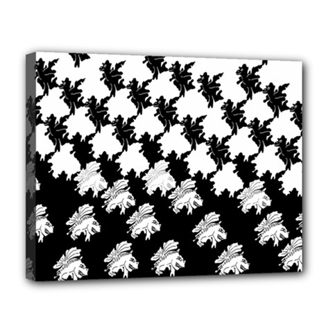 Transforming Escher Tessellations Full Page Dragon Black Animals Canvas 14  X 11 