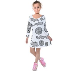 Aztecs Pattern Kids  Long Sleeve Velvet Dress by Valentinaart