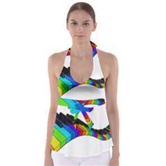 Rainbow Piano  Babydoll Tankini Top by Valentinaart