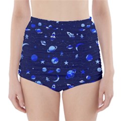 Space Pattern High-waisted Bikini Bottoms by ValentinaDesign