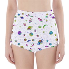 Space pattern High-Waisted Bikini Bottoms