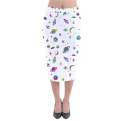 Space pattern Velvet Midi Pencil Skirt