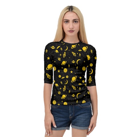 Space Pattern Quarter Sleeve Tee by ValentinaDesign