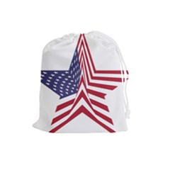 A Star With An American Flag Pattern Drawstring Pouches (large)  by Nexatart