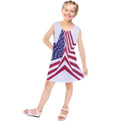 A Star With An American Flag Pattern Kids  Tunic Dress by Nexatart