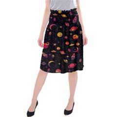 Space Pattern Midi Beach Skirt by ValentinaDesign