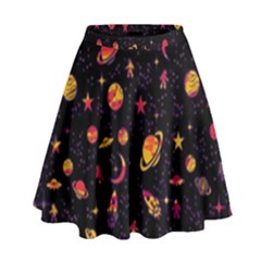 Space Pattern High Waist Skirt by ValentinaDesign