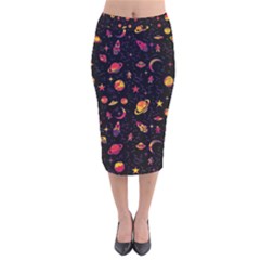 Space Pattern Velvet Midi Pencil Skirt by ValentinaDesign