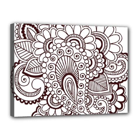 Henna Line Art Clipart Canvas 16  x 12 