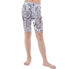 Henna Line Art Clipart Kids  Mid Length Swim Shorts