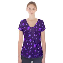 Space Pattern Short Sleeve Front Detail Top by ValentinaDesign