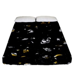 Space Pattern Fitted Sheet (queen Size) by ValentinaDesign