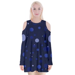 Decorative Dots Pattern Velvet Long Sleeve Shoulder Cutout Dress by ValentinaDesign
