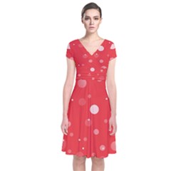 Decorative Dots Pattern Short Sleeve Front Wrap Dress by ValentinaDesign