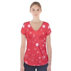 Decorative Dots Pattern Short Sleeve Front Detail Top by ValentinaDesign