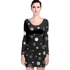 Decorative Dots Pattern Long Sleeve Velvet Bodycon Dress by ValentinaDesign