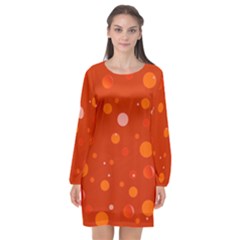 Decorative Dots Pattern Long Sleeve Chiffon Shift Dress  by ValentinaDesign