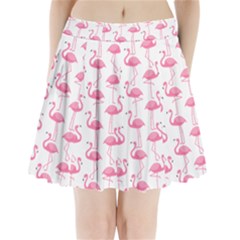 Pink Flamingos Pattern Pleated Mini Skirt by Nexatart