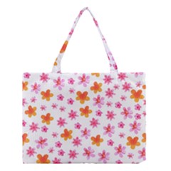 Watercolor Summer Flowers Pattern Medium Tote Bag by TastefulDesigns