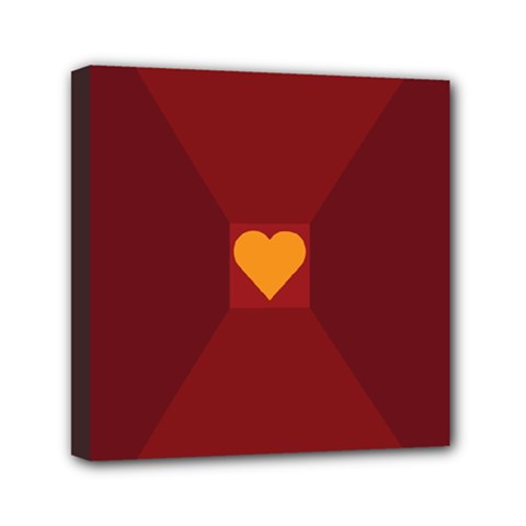Heart Red Yellow Love Card Design Mini Canvas 6  X 6  by Nexatart
