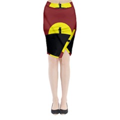 Samurai Warrior Japanese Sword Midi Wrap Pencil Skirt