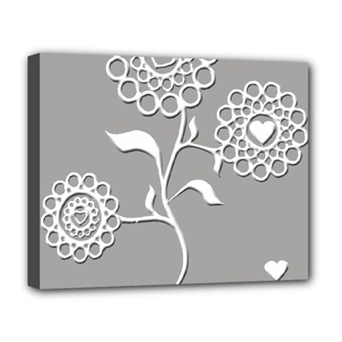 Flower Heart Plant Symbol Love Deluxe Canvas 20  X 16  