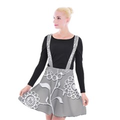 Flower Heart Plant Symbol Love Suspender Skater Skirt