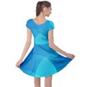 Abstract Blue Wallpaper Wave Cap Sleeve Dresses View2